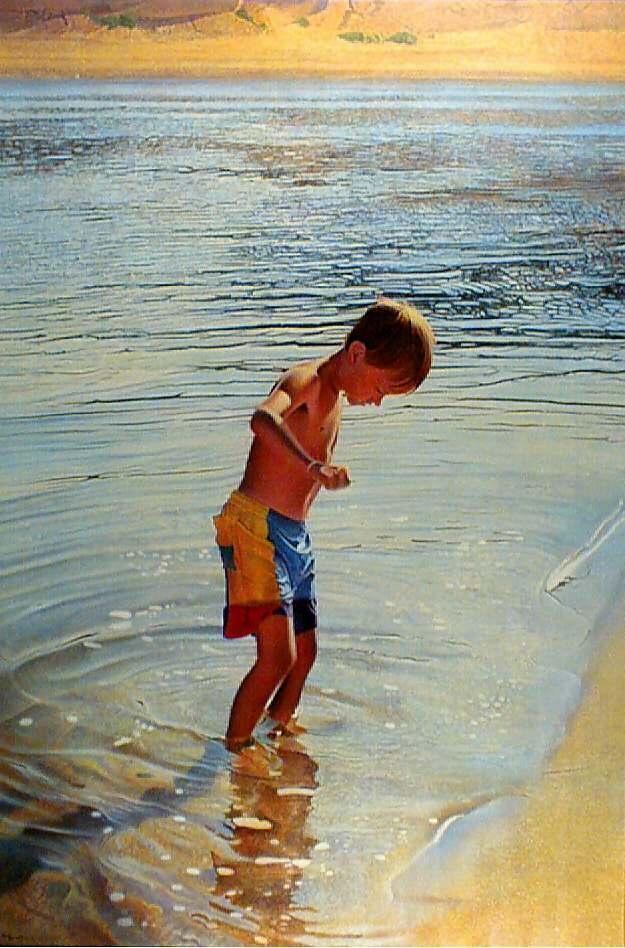 "George Looking for Fiddler Crabs," Acrylic on Canvas, 72" x 48", 1997